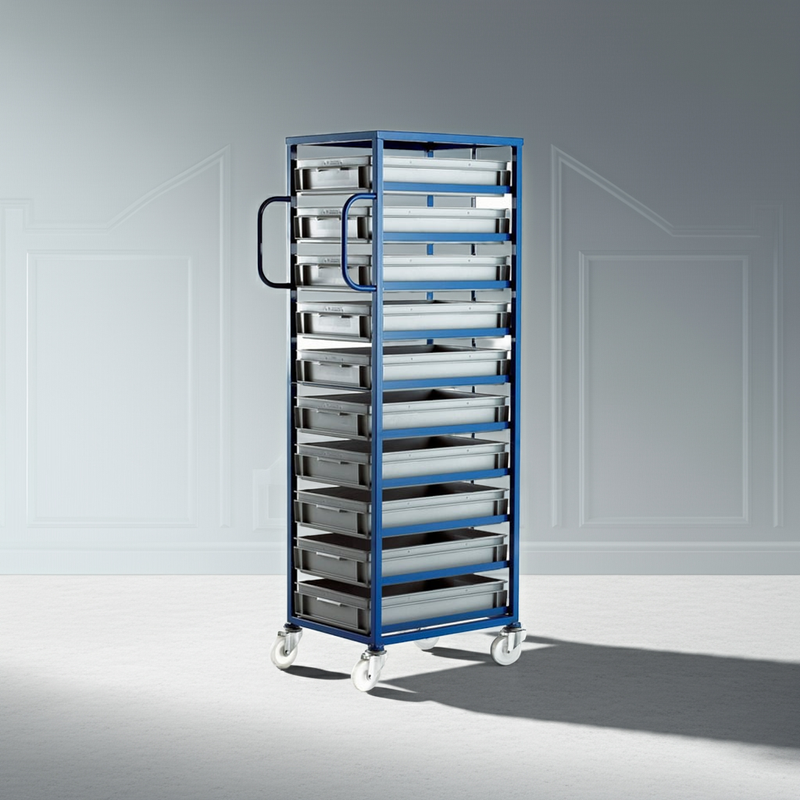 10 Tray Storage Rack with Wheels – Heavy-Duty For Meal Worms