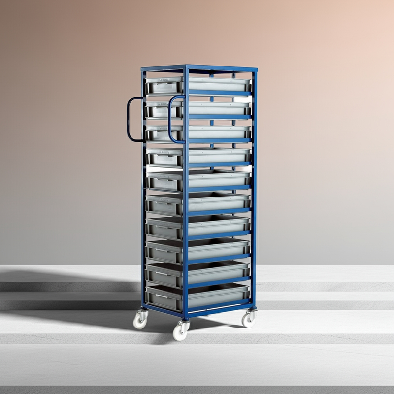 10 Tray Storage Rack with Wheels – Heavy-Duty For Meal Worms