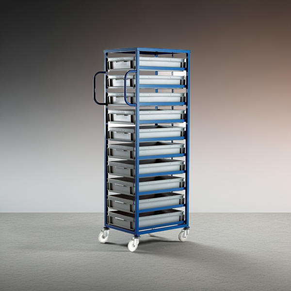 10 Tray Storage Rack with Wheels – Heavy-Duty For Meal Worms